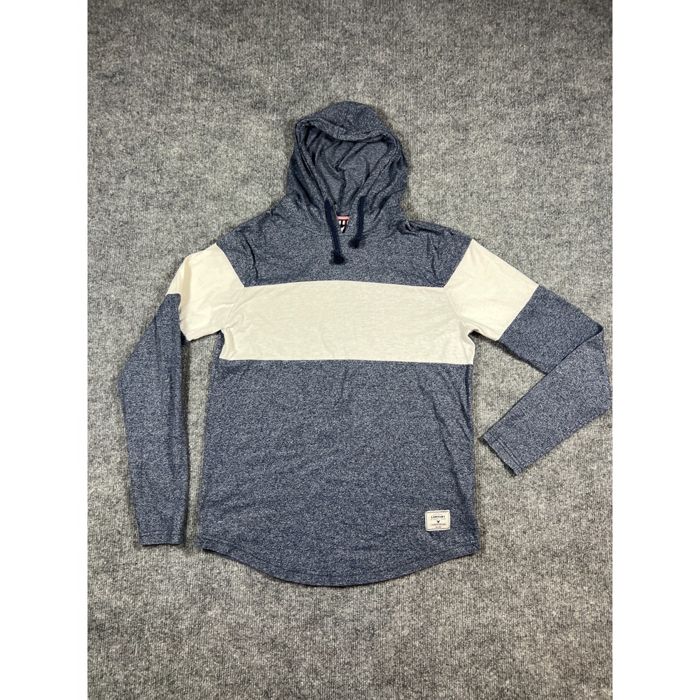 Company Eighty One Hoodie Mens Small Heathered Blue Colorblock Cotton Pullover